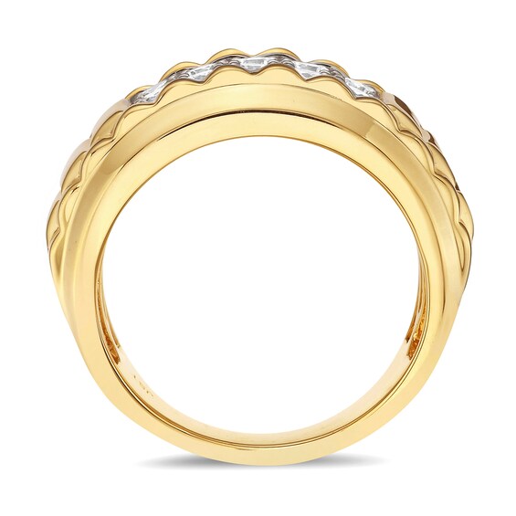 1 CT. T.w. Certified Lab-Grown Diamond Double Row Ribbed Shank Ring in 10K Gold (F/Si2)