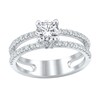 Thumbnail Image 1 of 1-1/5 CT. T.W. Diamond Double Row Open Shank Engagement Ring in 14K White Gold (I/I2)