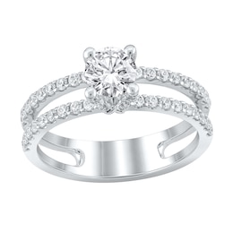1-1/5 CT. T.W. Diamond Double Row Open Shank Engagement Ring in 14K White Gold (I/I2)