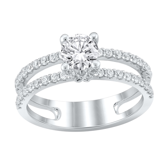1-1/5 CT. T.w. Diamond Double Row Open Shank Engagement Ring in 14K White Gold (I/I2)