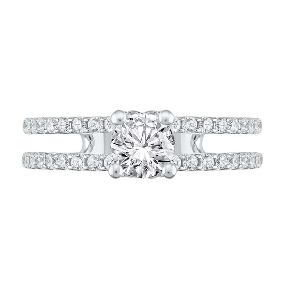 1-1/5 CT. T.w. Diamond Double Row Open Shank Engagement Ring in 14K White Gold (I/I2)