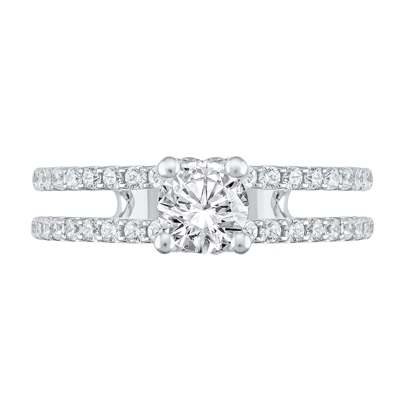 Main Image 2 of 1-1/5 CT. T.W. Diamond Double Row Open Shank Engagement Ring in 14K White Gold (I/I2)