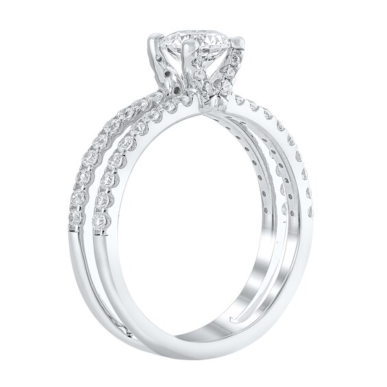 1-1/5 CT. T.w. Diamond Double Row Open Shank Engagement Ring in 14K White Gold (I/I2)