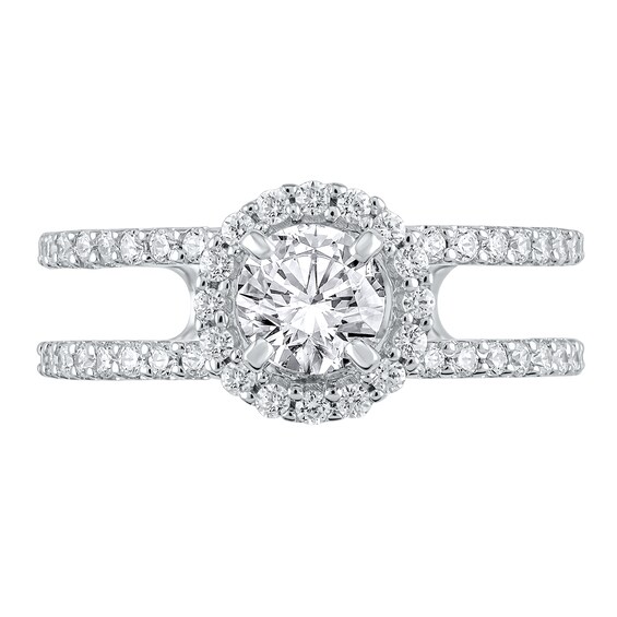 1-1/5 CT. T.w. Diamond Frame Double Row Open Shank Engagement Ring in 14K Gold (I/I2