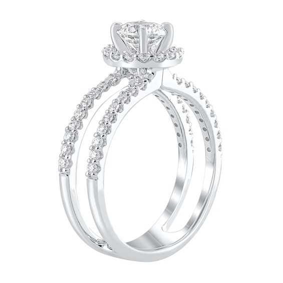 1-1/5 CT. T.w. Diamond Frame Double Row Open Shank Engagement Ring in 14K Gold (I/I2