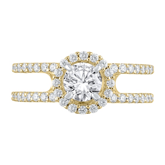 1-1/5 CT. T.w. Diamond Frame Double Row Open Shank Engagement Ring in 14K Gold (I/I2)