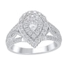 Thumbnail Image 1 of 1-1/6 CT. T.W. Pear-Shaped Diamond Double Frame Twist Shank Ring in 14K White Gold