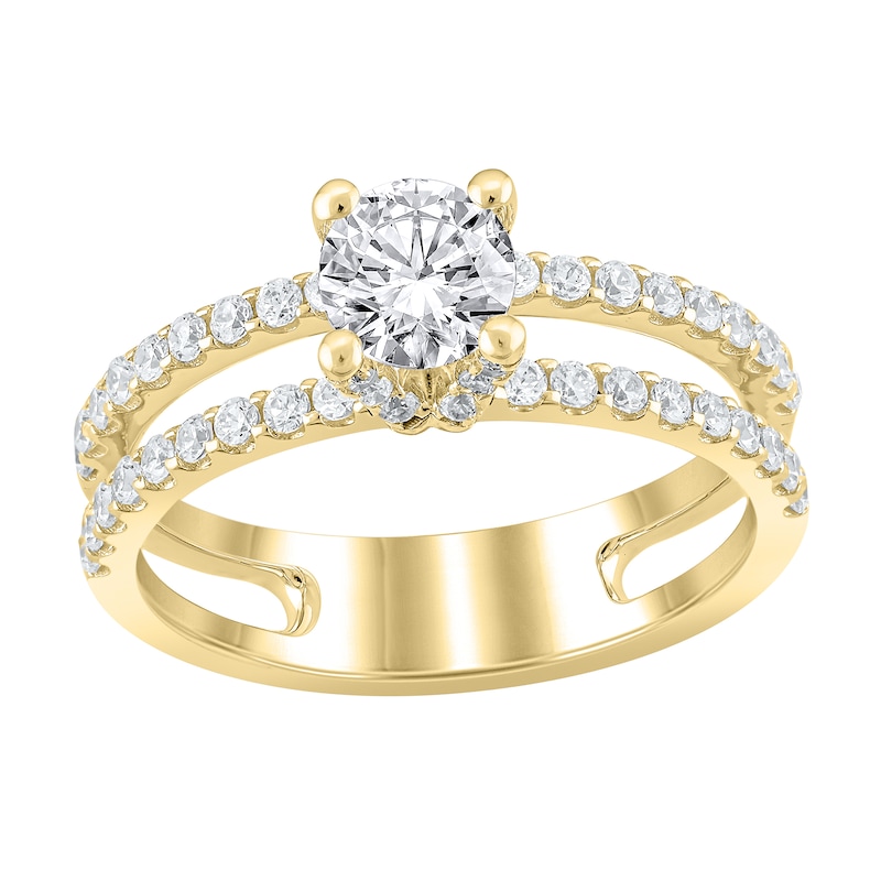 Main Image 1 of 1-1/5 CT. T.W. Diamond Double Row Open Shank Engagement Ring in 14K Gold (I/I2)