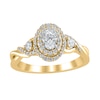 Thumbnail Image 1 of 5/8 CT. T.W. Oval Diamond Double Frame Twist Shank Ring in 10K Gold