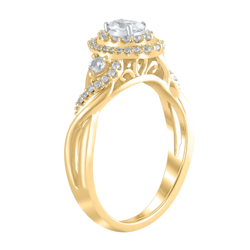Main Image 3 of 5/8 CT. T.W. Oval Diamond Double Frame Twist Shank Ring in 10K Gold