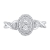 Thumbnail Image 2 of 5/8 CT. T.W. Oval Diamond Double Frame Twist Shank Ring in 10K White Gold
