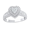 Thumbnail Image 1 of 1/2 CT. T.W. Multi-Diamond Frame Heart Ring in 10K White Gold