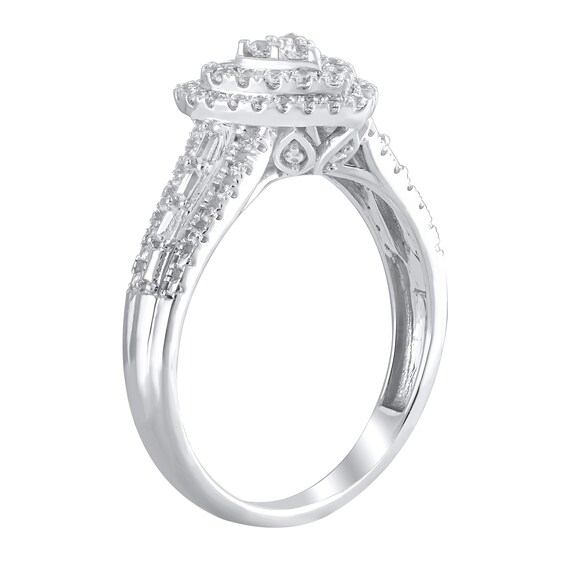 1/2 CT. T.w. Multi-Diamond Frame Heart Ring in 10K White Gold