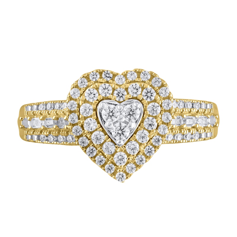 Main Image 2 of 1/2 CT. T.W. Multi-Diamond Frame Heart Ring in 10K Gold