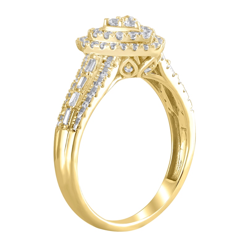 Main Image 3 of 1/2 CT. T.W. Multi-Diamond Frame Heart Ring in 10K Gold