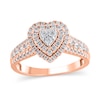 Thumbnail Image 1 of 1/2 CT. T.W. Multi-Diamond Frame Heart Ring in 10K Rose Gold