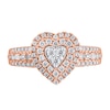 Thumbnail Image 2 of 1/2 CT. T.W. Multi-Diamond Frame Heart Ring in 10K Rose Gold