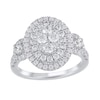 Thumbnail Image 1 of 1-1/2 CT. T.W. Oval Multi-Diamond Frame Three Stone Engagement Ring in 10K White Gold