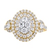 Thumbnail Image 2 of 1-1/2 CT. T.W. Oval Multi-Diamond Frame Three Stone Engagement Ring in 10K Gold