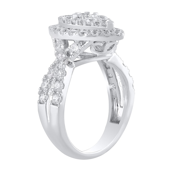 2 CT. T.w. Marquise Multi-Diamond Frame Twist Shank Engagement Ring in 10K White Gold