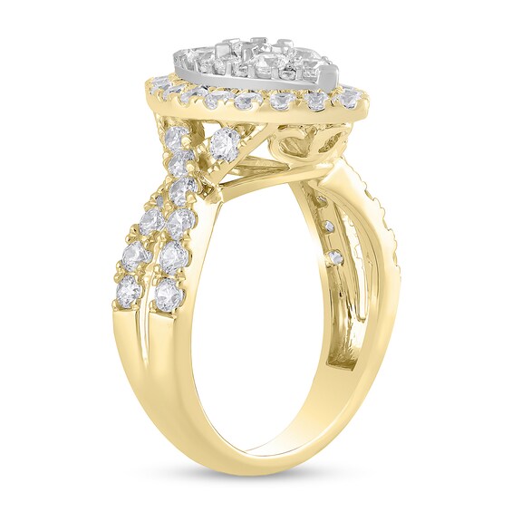 2 CT. T.w. Marquise Multi-Diamond Frame Twist Shank Engagement Ring in 10K Gold