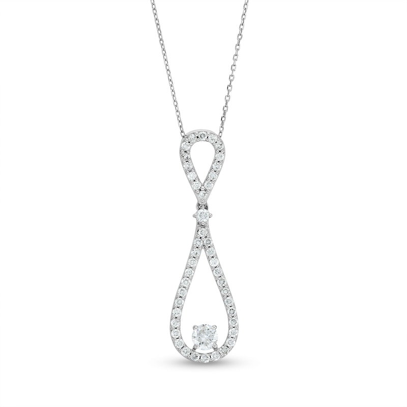 Main Image 1 of 1-1/4 CT. T.W. Diamond Elongated Teardrop Pendant in 10K White Gold