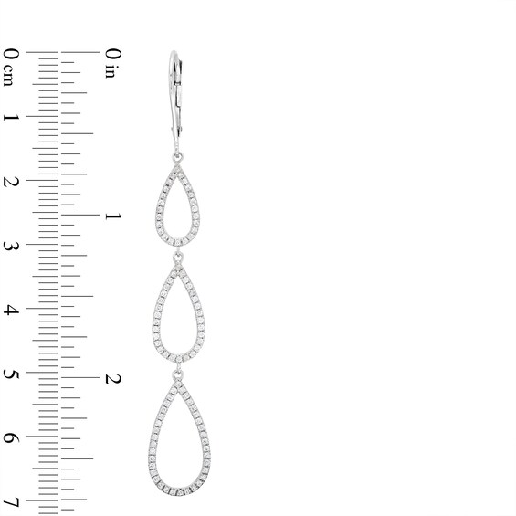3/4 CT. T.w. Diamond Open Triple Teardrop Dangle Drop Earrings in 10K White Gold