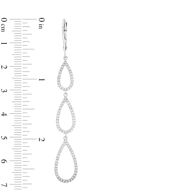 Main Image 3 of 3/4 CT. T.W. Diamond Open Triple Teardrop Dangle Drop Earrings in 10K White Gold