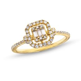 1/4 CT. T.W. Multi-Diamond Open Cushion Frame Ring in 10K Gold