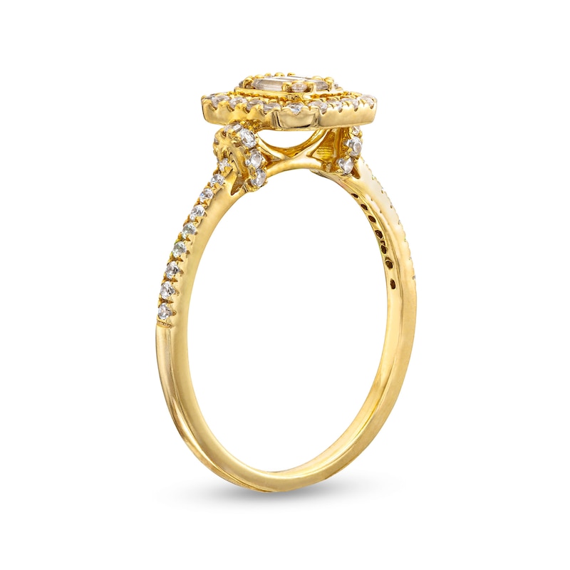 Main Image 3 of 1/4 CT. T.W. Multi-Diamond Open Cushion Frame Ring in 10K Gold