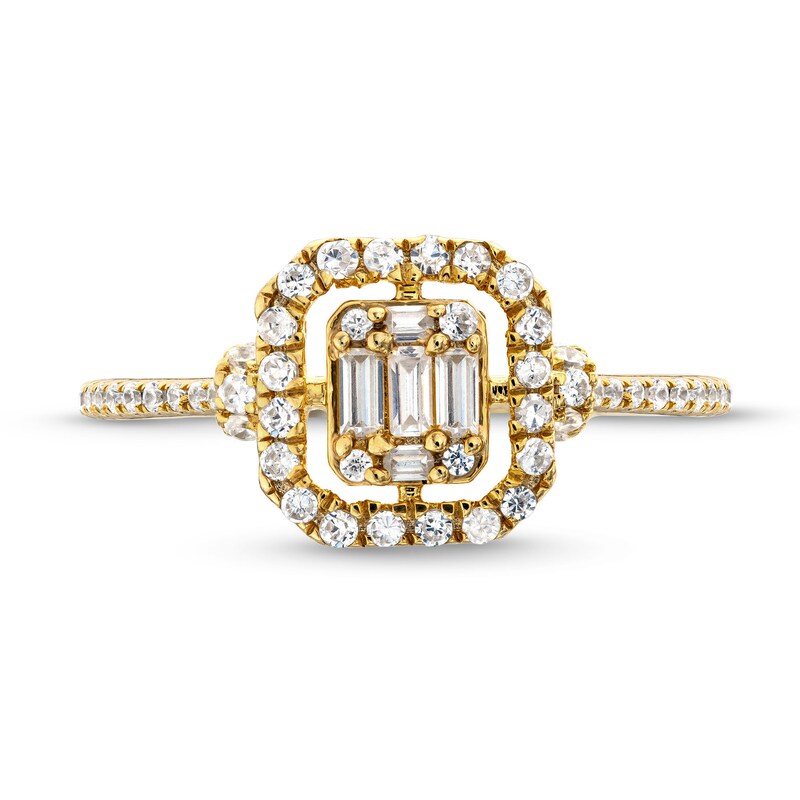 Main Image 4 of 1/4 CT. T.W. Multi-Diamond Open Cushion Frame Ring in 10K Gold