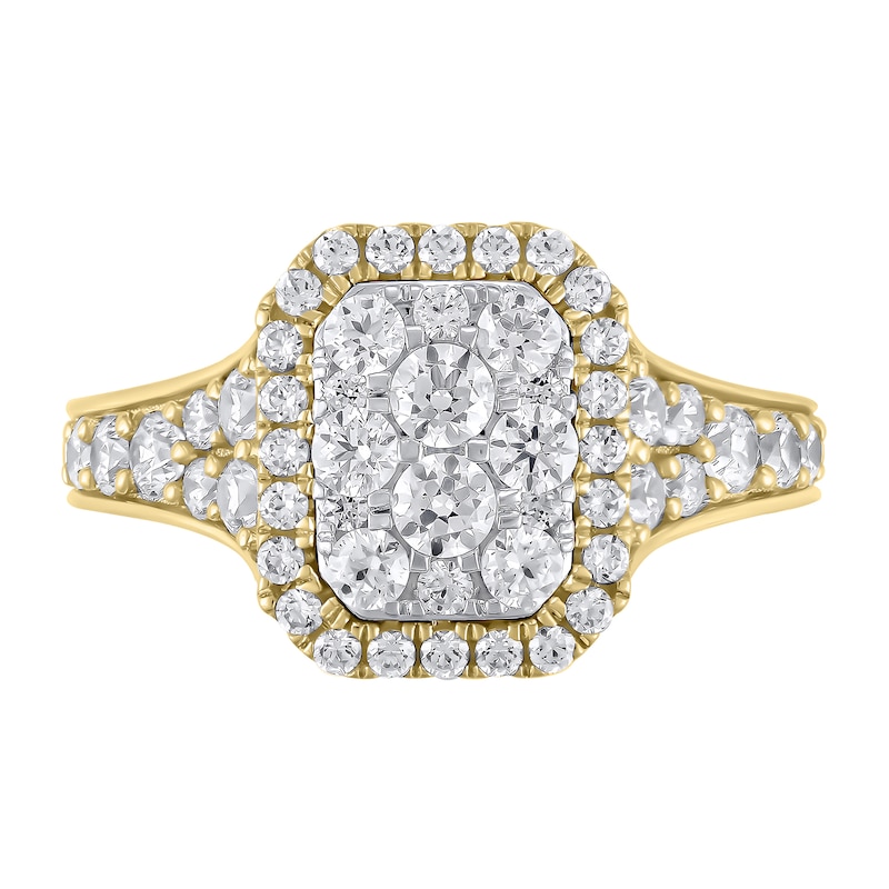 Main Image 2 of 1-1/4 CT. T.W. Emerald Multi-Diamond Frame Engagement Ring in 10K Gold