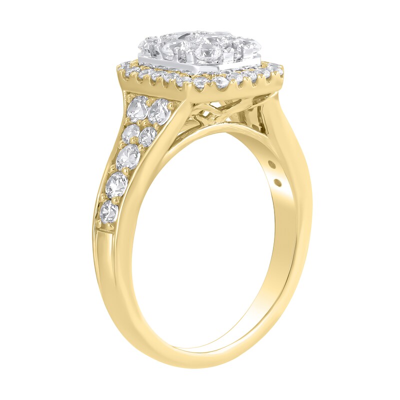 Main Image 3 of 1-1/4 CT. T.W. Emerald Multi-Diamond Frame Engagement Ring in 10K Gold