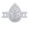 Thumbnail Image 2 of 1 CT. T.W. Pear Multi-Diamond Frame Open Shank Engagement Ring in 10K White Gold