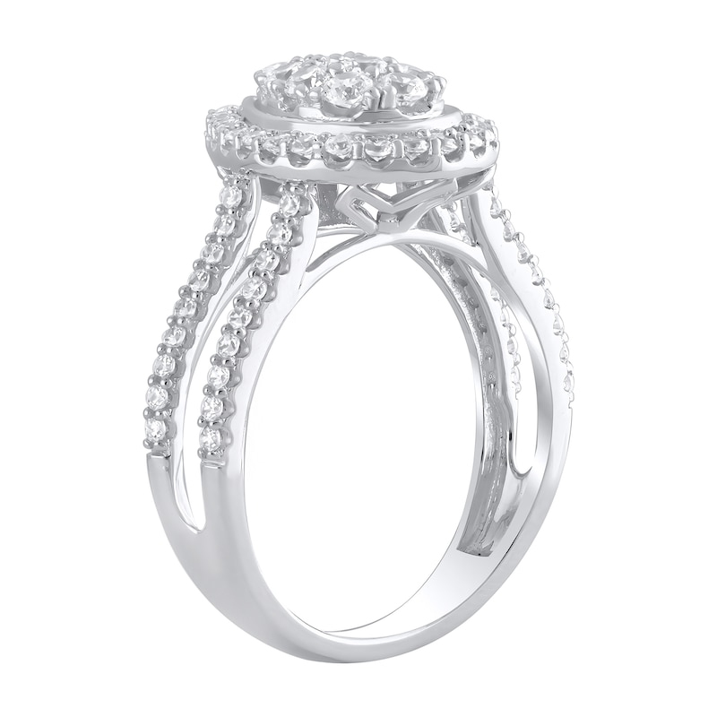 Main Image 3 of 1 CT. T.W. Pear Multi-Diamond Frame Open Shank Engagement Ring in 10K White Gold