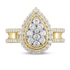 Thumbnail Image 2 of 1 CT. T.W. Pear Multi-Diamond Frame Open Shank Ring in 10K Gold