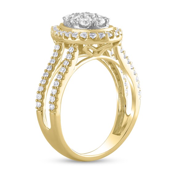 1 CT. T.w. Pear Multi-Diamond Frame Open Shank Ring in 10K Gold