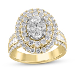 2-1/2 CT. T.W. Oval Multi-Diamond Double Frame Engagement Ring in 10K Gold