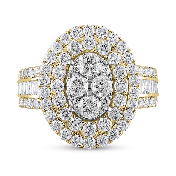 2-1/2 CT. T.w. Oval Multi-Diamond Double Frame Engagement Ring in 10K Gold