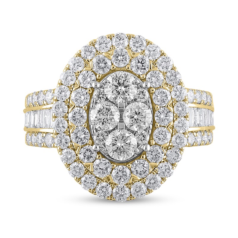 Main Image 2 of 2-1/2 CT. T.W. Oval Multi-Diamond Double Frame Engagement Ring in 10K Gold