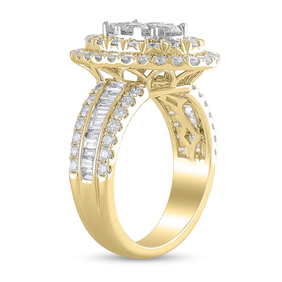 2-1/2 CT. T.w. Oval Multi-Diamond Double Frame Engagement Ring in 10K Gold
