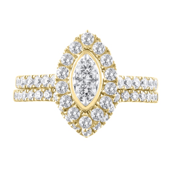 1 CT. T.w. Marquise Multi-Diamond Frame Bridal Set in 10K Gold