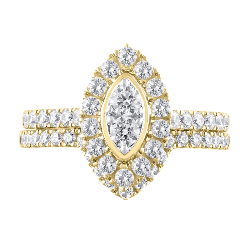 Main Image 2 of 1 CT. T.W. Marquise Multi-Diamond Frame Bridal Set in 10K Gold