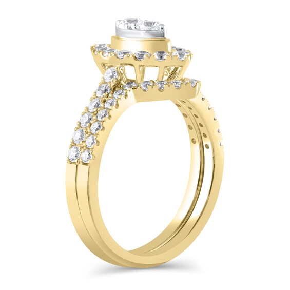 1 CT. T.w. Marquise Multi-Diamond Frame Bridal Set in 10K Gold
