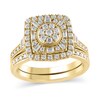 Thumbnail Image 1 of 1/2 CT. T.W. Multi-Diamond Cushion Frame Bridal Set in 10K Gold