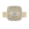 Thumbnail Image 2 of 1/2 CT. T.W. Multi-Diamond Cushion Frame Bridal Set in 10K Gold
