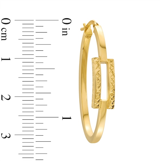 Diamond-Cut Buckle Hoop Earrings in Hollow 10K Gold