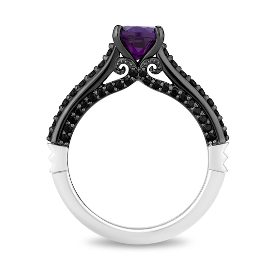 Enchanted Disney Villains Ursula Oval Amethyst and 1 CT. T.w. Black Diamond Bridal Set in 14K White Gold