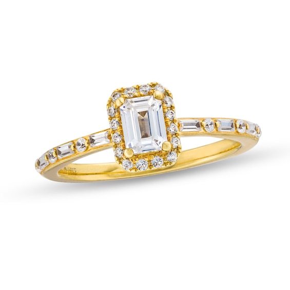 Vera Wang Love Collection 3/4 CT. T.w. Emerald-Cut Diamond Frame Art Deco Engagement Ring in 14K Gold (I/Si2)