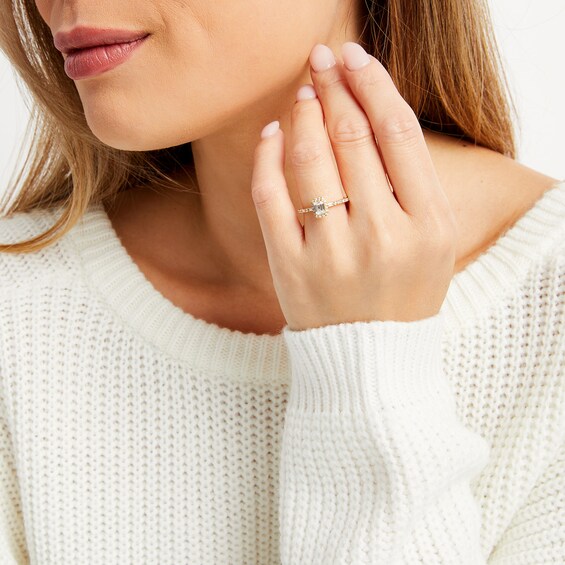 Vera Wang Love Collection 3/4 CT. T.w. Emerald-Cut Diamond Frame Art Deco Engagement Ring in 14K Gold (I/Si2)